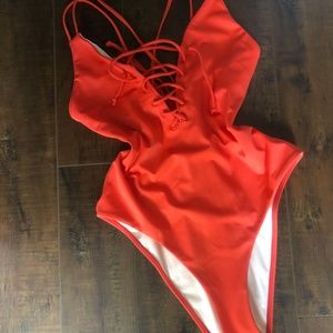 NWT LA Hearts by Pacsun Cute Lace up Red One Piece Large